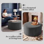BSHOMGI Round Boneless Ottoman Oversized Ottomans - Image 5