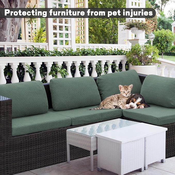 8Pcs Outdoor Cushion Covers, Elastic Patio Cushion Covers | Washable, - Image 3