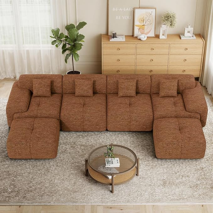 158" U Shaped Convertible Modular Couch, Cloud Couch Sectional - Image 8
