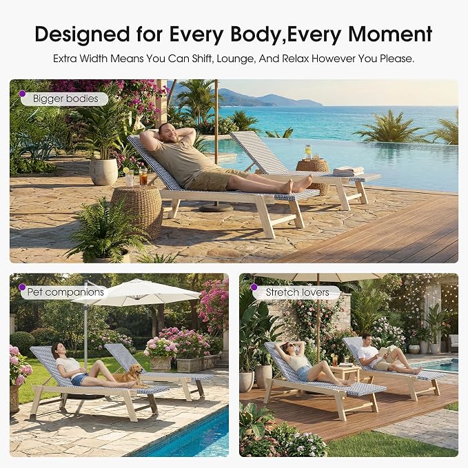 PURPLE LEAF Extra Large Patio Chaise Lounge 2 Pieces French Outdoor Wicker - Image 4