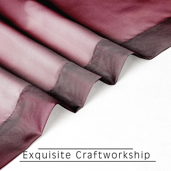 2 Panels Window Burgundy Sheer Curtains 42" x 45" Inches - Image 8