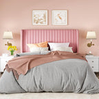 Allewie Full Size Velvet Bed Frame/Vertical Channel Tufted Wingback - Image 3