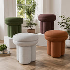Furniture of America Rami Modern 18-inch Mushroom-Shape Upholstered Ottoman - Image 3