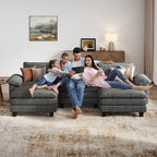 LINSY HOME 123" Modular U-Shaped Sectional Sofa, 3-Seat Corduroy Modern Cloud - Image 8