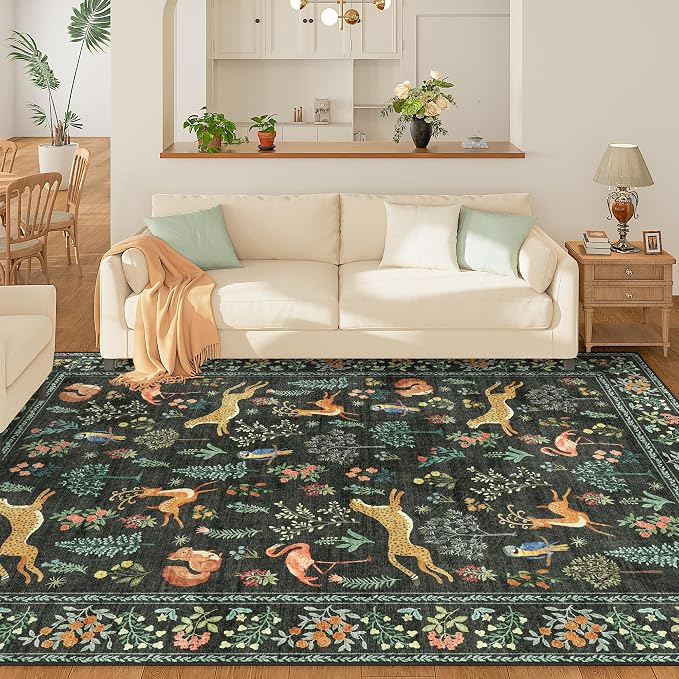 DUKINO 5x7 Area Rugs, Washable Animal Rug - Image 3