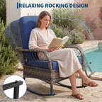 3 pcs Outdoor Rocking Bistro Set, Wicker Rocking Bistro Set - Image 8