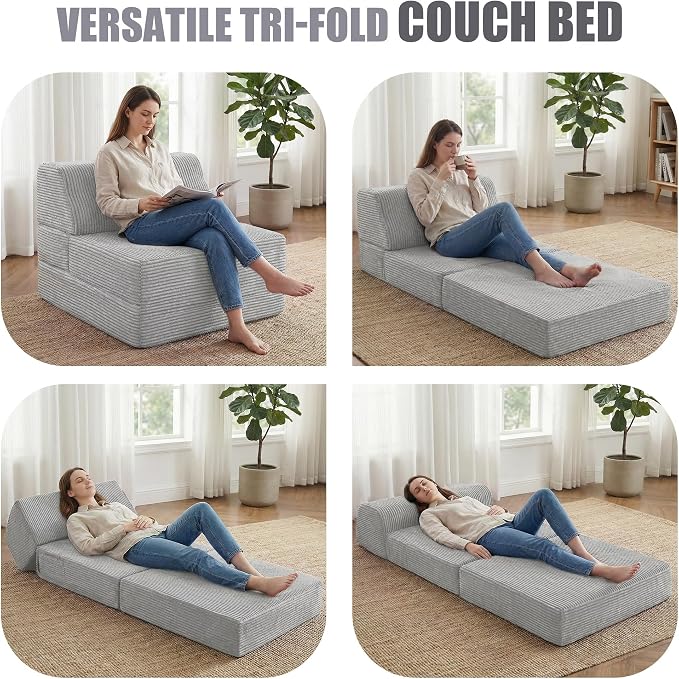 Kasunpul Folding Sofa Bed with Pillow, Memory Foam Fold Out Chair Bed, - Image 3
