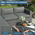 Wisteria Lane 5-Pieces Outdoor Patio Furniture Set, All Weather Wicker Rattan - Image 5