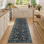 DUKINO 2x7 Runner Rug for Hallway, Washable Kitchen Rugs Non Slip Navy Blue | by DUKINO