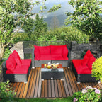 Tangkula 7 Piece Patio Furniture Set, Outdoor Sectional Sofa w/Pillows and - Image 3