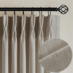 Flax Linen Curtains Pinch Pleated 84 Inch Length 2 Panels Burlywood Birch | by Twodrapes