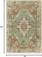 RELEANY Washable Area Rug, Runner 3'x20', Brick/Brown/Green | Non-Slip - Image 2