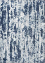 4x6 Area Rugs for Living Room: Washable Abstract Blue Grey Badroom Carpet | - Image 3