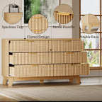 BORNOON Fluted 6 Drawer Dresser, 47.2" Wide Modern Boho Chest of Drawers - Image 5