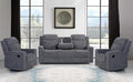 Betsy Furniture Soft Microfiber Manual Reclining Sofa Set, Sofa w/Dropdown Table by BetsyFurniture
