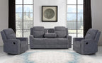 Betsy Furniture Soft Microfiber Manual Reclining Sofa Set, Sofa w/Dropdown Table by BetsyFurniture