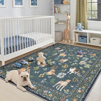 Soalmost Dog 6x9 Area Rugs for Living Room, Washable Soft Rug Navy Blue | - Image 4