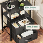 Huuger Night Stand with Charger Station and LED Lights, 2 Drawer Nightstand - Image 7