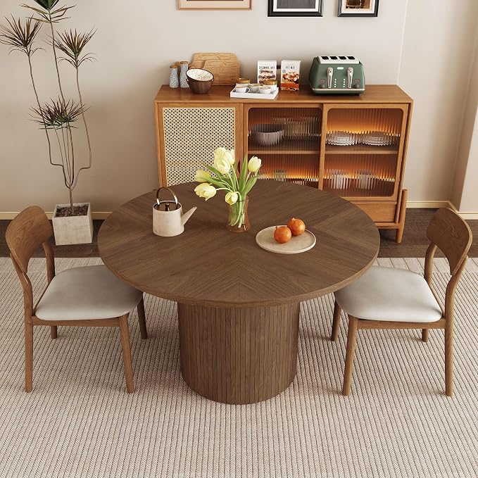 Round Dining Table for 4, Modern Farmhouse Kitchen Table, 47 Inch Small Circle - Image 7