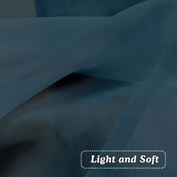 Dusty Blue Sheer Curtains 36 inches Long, Short Kitchen Window Treatment Solid - Image 5