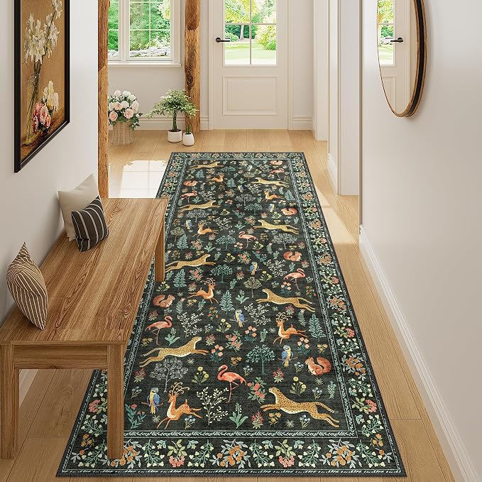 DUKINO 3x7 Hallway Runner Rug, Non Slip Animal Kitchen Runner Rug, Low Pile by DUKINO