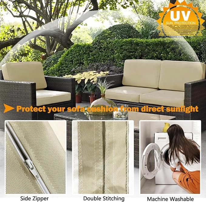 Sqodok Outdoor Cushion Covers 19x19 inch, Wicker Chair - Image 5