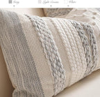 Gray Boho Decorative Throw Pillow Cover 18x18 Square Farmhouse Accent Cushion - Image 3
