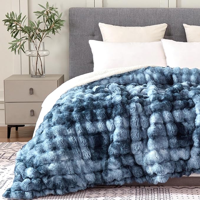 50x60 Inches Ultra-Soft Fuzzy Faux Fur Plush Throw Blanket - Image 2