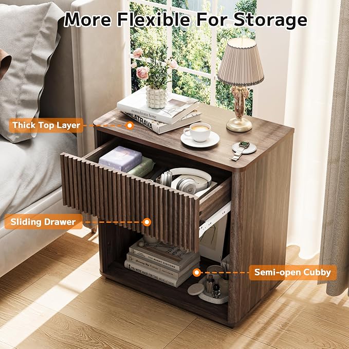 Modern Fluted Nightstand Set of 2 - Image 5