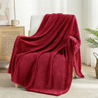 Exclusivo Mezcla Soft Waffle Fleece Bed Blanket Twin XL Size, Deep Red | - Image 4