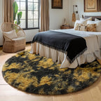 Amdrebio Black Gold Yellow Grey Round Circle Rugs 5Ft - Image 3