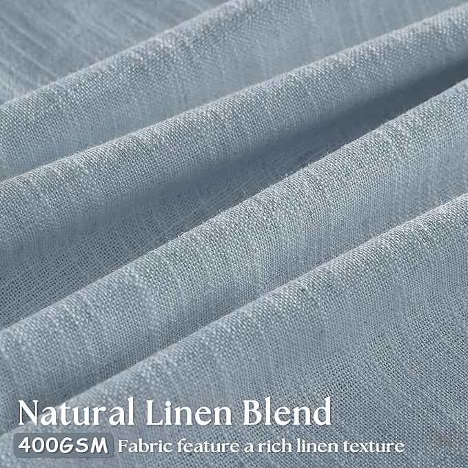 Light Blue Linen Curtains 102 Inches Long - Image 3