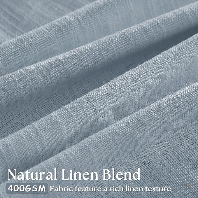 Dusty Blue 80 Inch Pinch Pleated Linen Curtains 2 Panels Set | Light Filtering - Image 3