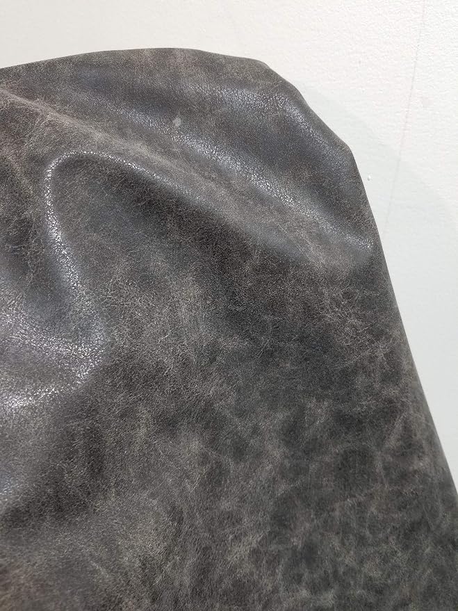 NAT Leathers Gray Vintage Distressed Soft Faux Leather Fabric Sheet PU Sold by by NATLeathers