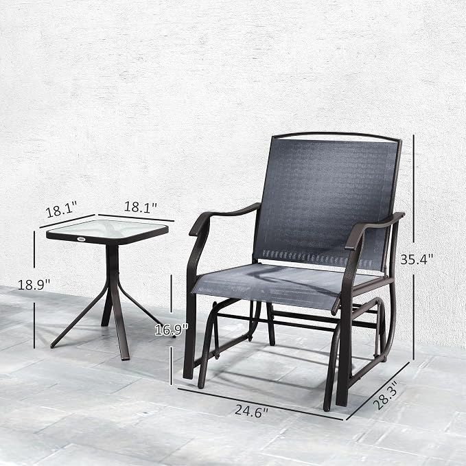 Outsunny 3 Piece Outdoor Glider Chair - Image 7