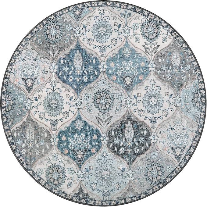 Lahome Moroccan Washable Round Rug, Soft Vintage Small Round Rug 3ft | Non-Slip - Image 3