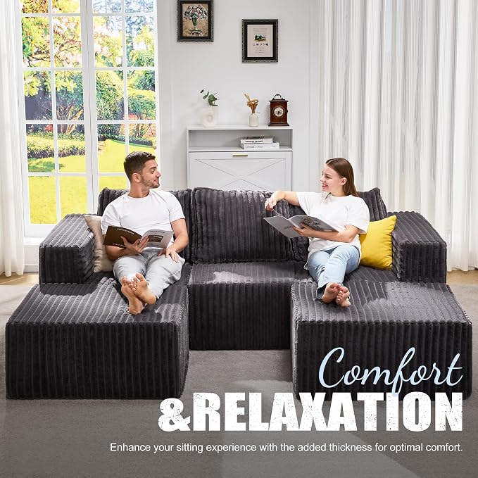 Hobestluk Modular Sectional Sofa Memory Foam Couch Oversized Sectional Sofa - Image 3