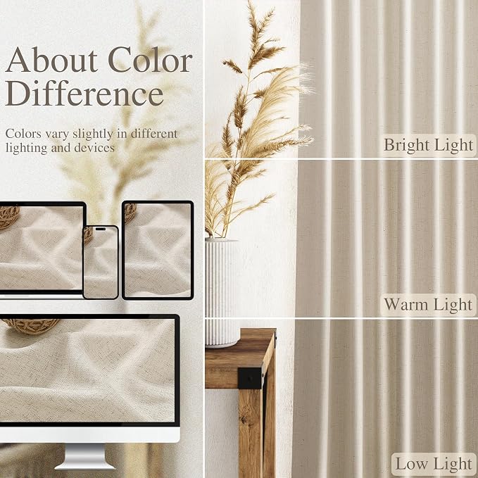 Extra Long 120 Inch Curtains for Living Room Boho Linen Light Filtering Semi - Image 3