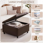 Weture 30 Inch Large Square Storage Ottoman Coffee Table, Oversized Square - Image 3