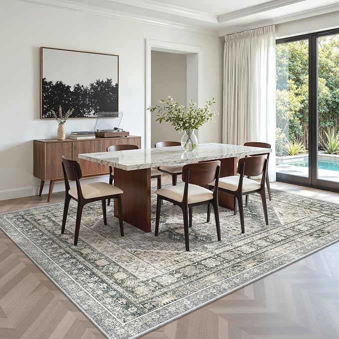 5x7 Area Rugs for Living Room, Large Washable Rug, Wheat | Rugs for Bedroom - Image 8