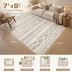 cotiled Boho 7x9 Area Rug for Living Room: Large Moroccan Washable Rug | Stain - Image 7