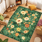 DUKINO 8x10 Area Rugs, Floral Washable Living Room Rug Non Slip, Dark Green | - Image 3