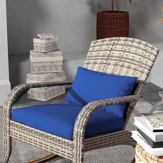 Outsunny Outdoor Wicker Adirondack Rocking Chair, Patio Rattan Rocker Chair - Image 8