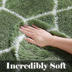 5x7 Area Rugs for Living Room Bedroom, Fluffy Olive Green and White Rug | - Image 2