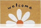 Coir Welcome Mat, Welcome Daisy, 24 x 36 in | 100% Natural Coir, Anti-Shedding by AmaruDoorMats