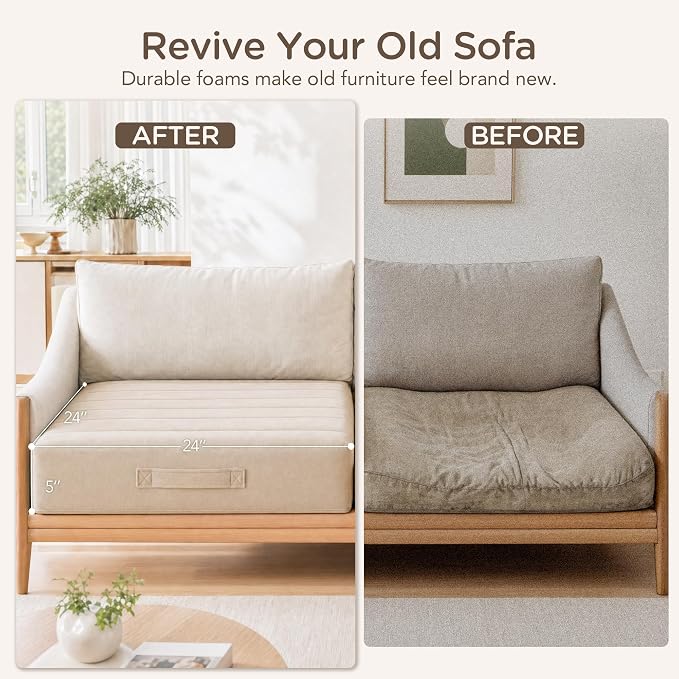 Codi Thick Replacement Couch Cushions, Upholstery Foam - Image 3