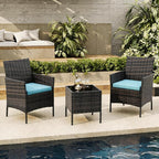 3-Piece Outdoor Furniture Set, PE Rattan Wicker Chairs - Image 7