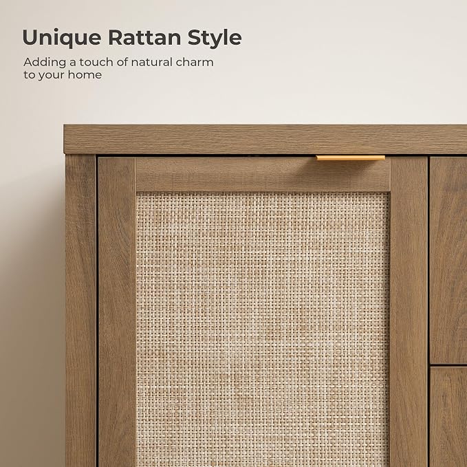 SICOTAS Rattan Sideboard Buffet Cabinet - Image 4