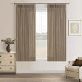 Thick Linen Pinch Pleat Dark Brown Semi Sheer Privacy Curtains 63 Inch Long | by Twodrapes