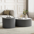 Round Marble Coffee Table Set of 2, 2 Piece White Coffee Table and End Table Set by Henf